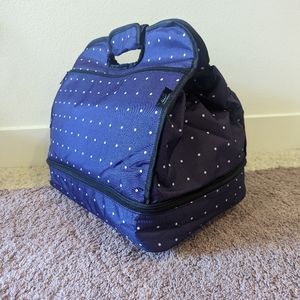 NWT Double Casserole Insulated Tote Carrier Potluck Purple Poka Dot